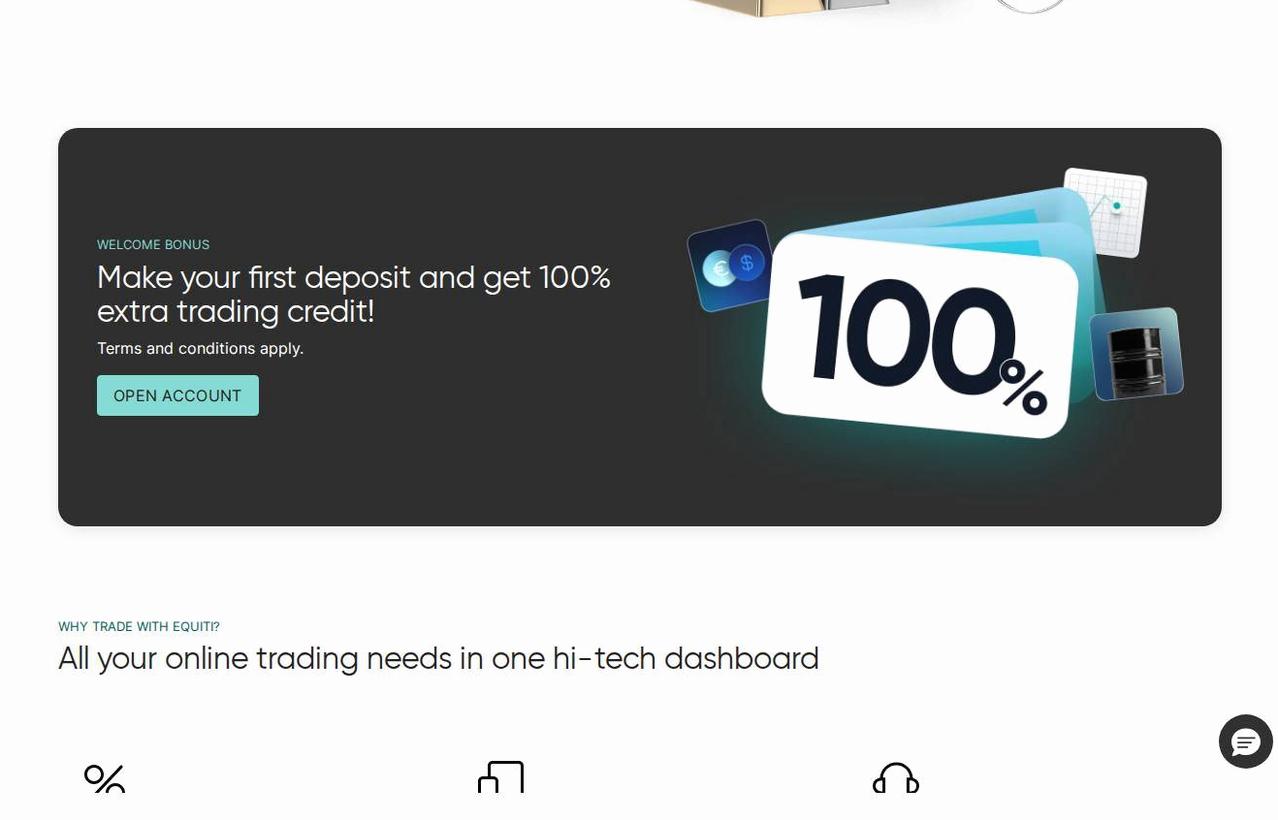 Screenshot of the Equiti website
