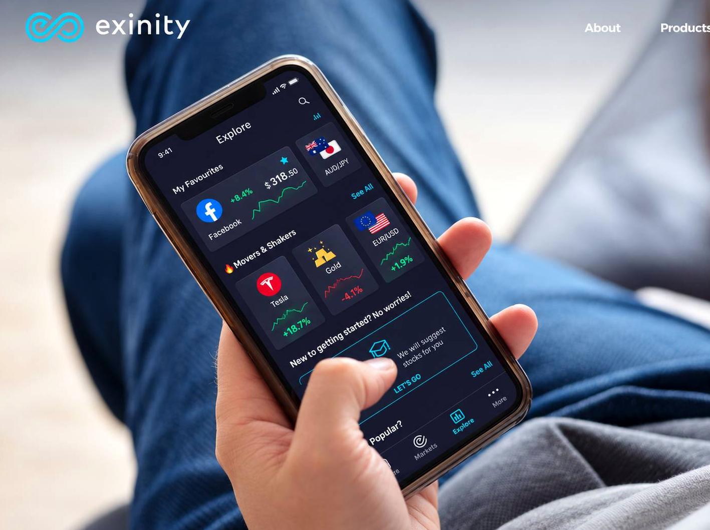 Screenshot of the Exinity website