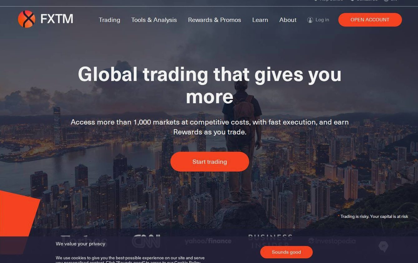 Screenshot of the FXTM website