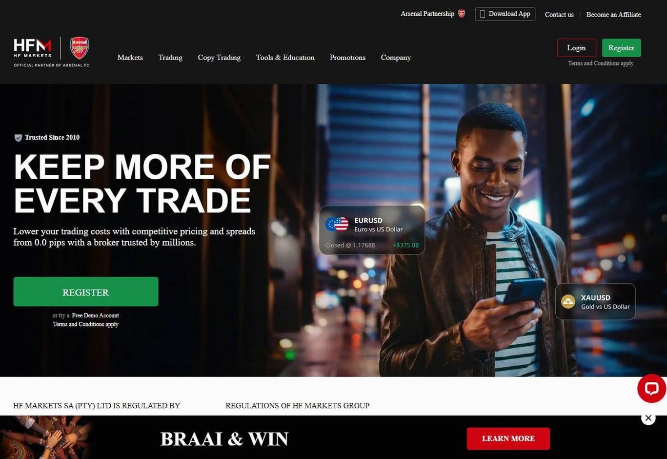 Screenshot of the HFM website