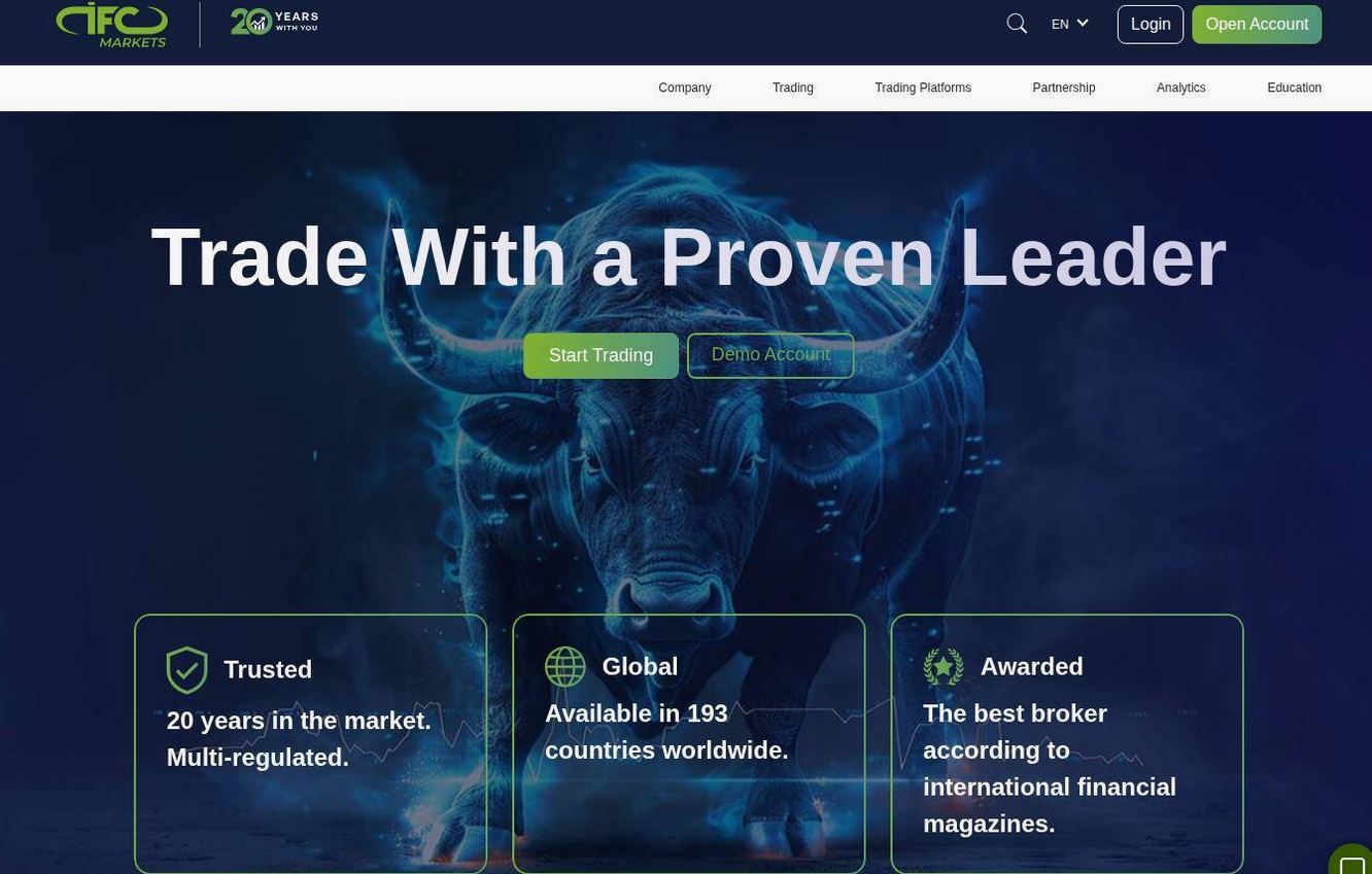Screenshot of the IFC Markets website
