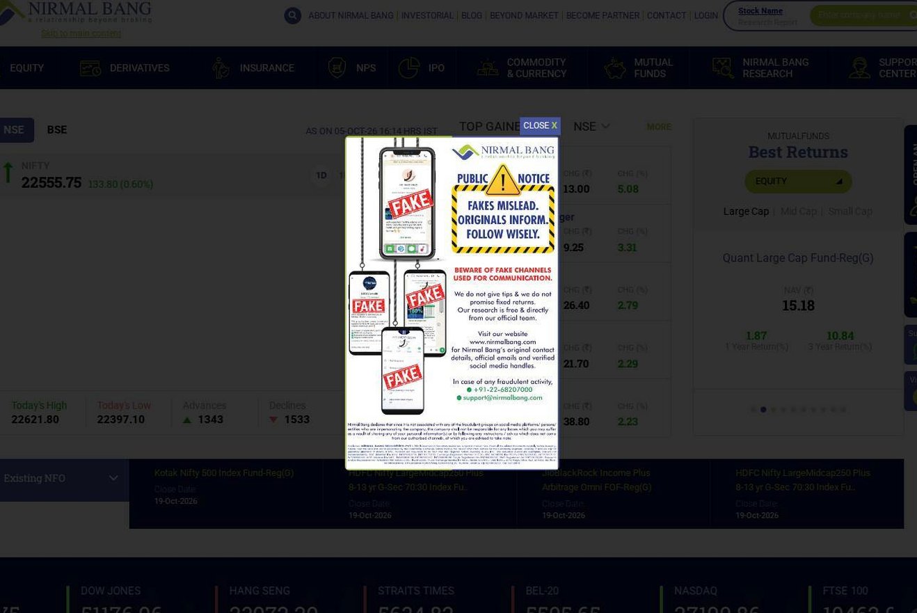 Screenshot of the Nirmal Bang website