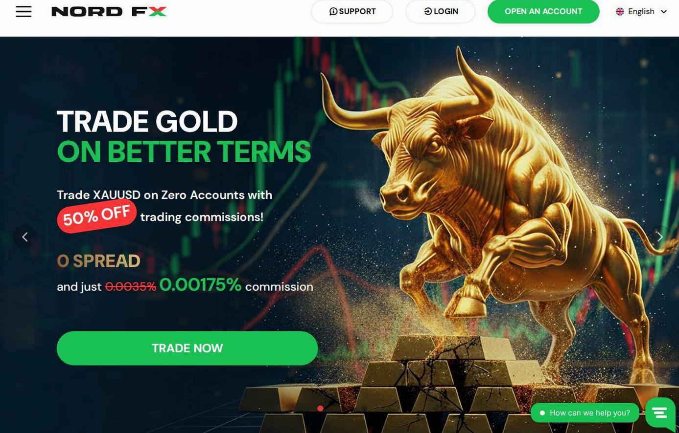 Screenshot of the NordFX website