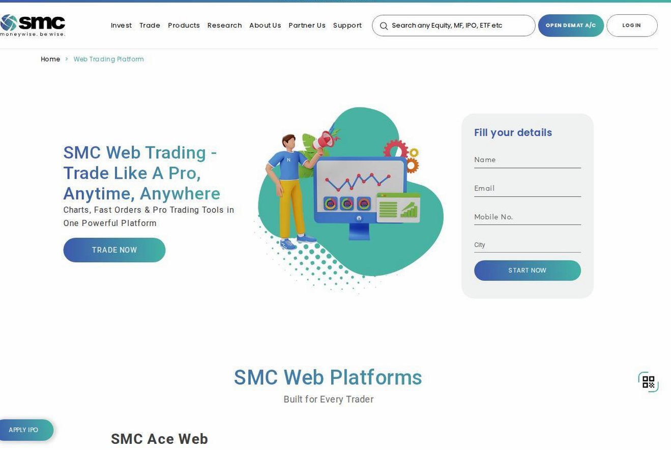 The platform page on the SMC Global Securities website