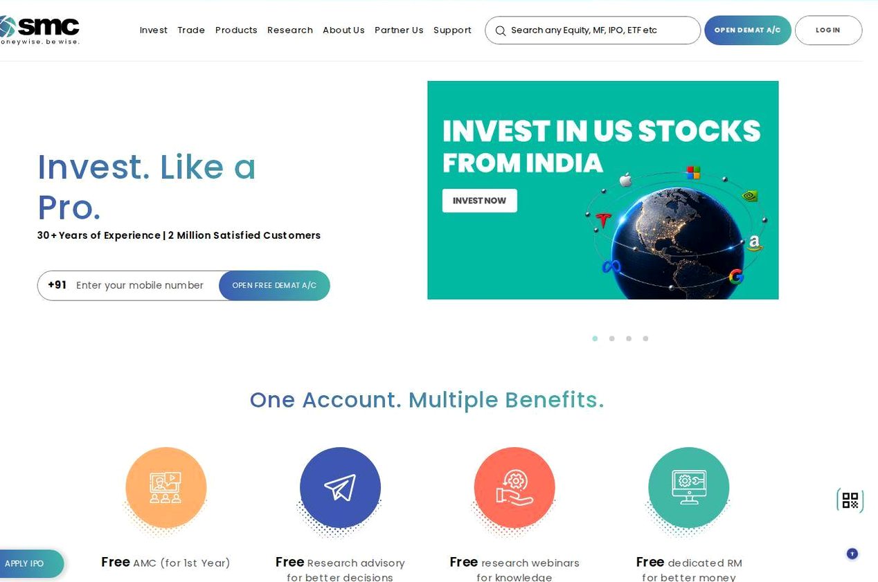 Screenshot of the SMC Global Securities website