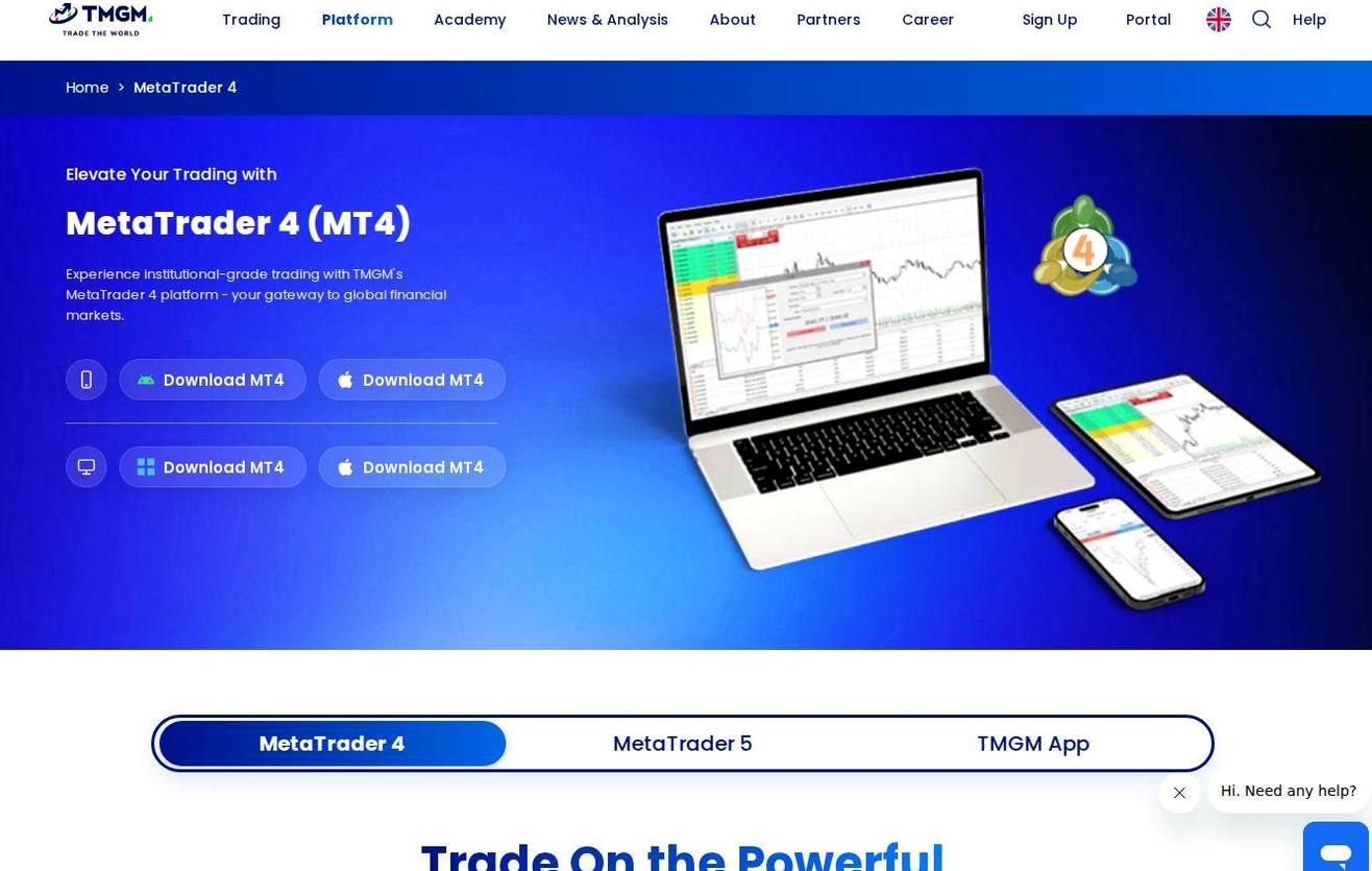 The platform page on the TMGM website