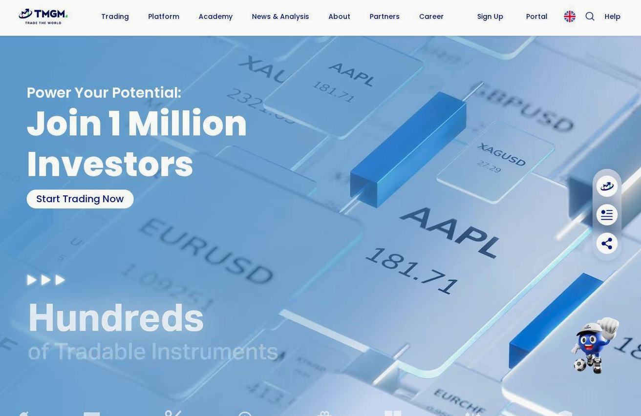 Screenshot of the TMGM website