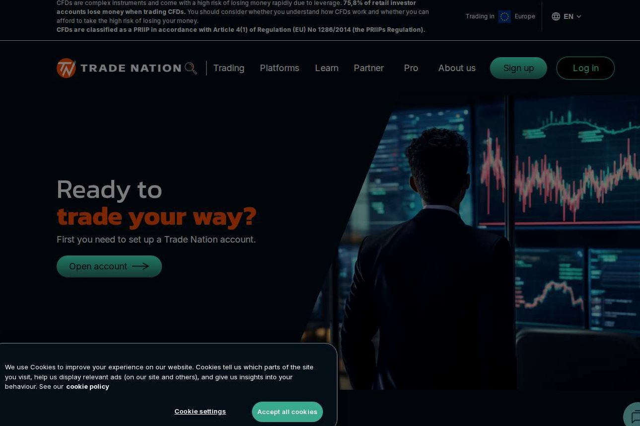 The platform page on the Trade Nation website