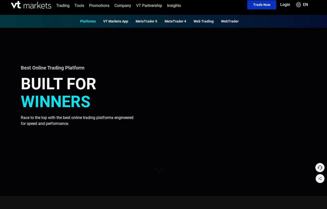 The platform page on the VT Markets website