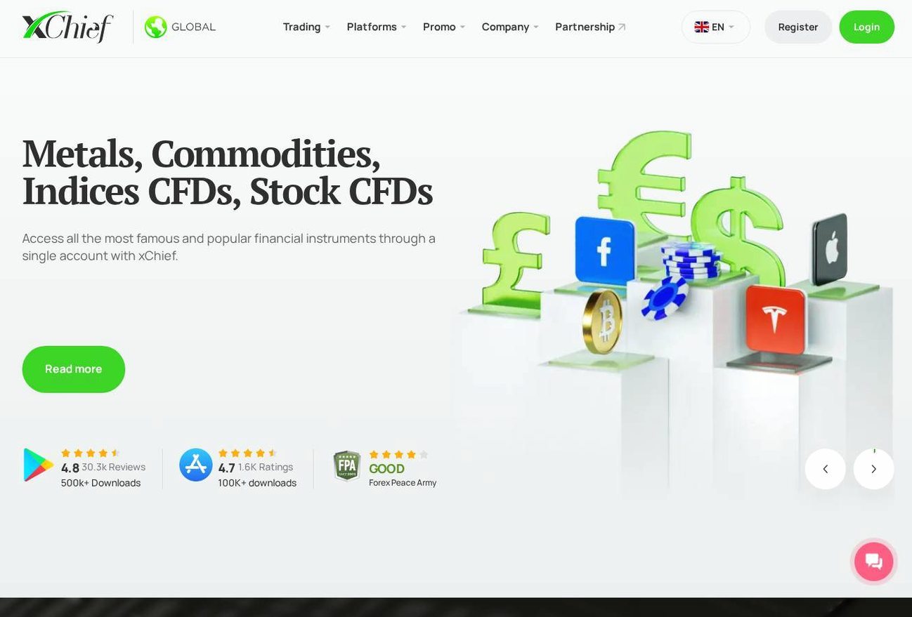 Screenshot of the XChief website
